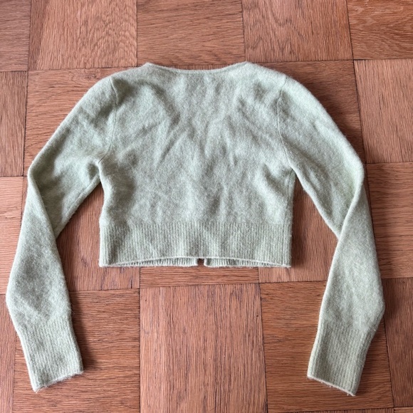 & Other Stories EUR Medium Green Cardigan Sweater Crop Button Down Alpaca Wool - Picture 3 of 8